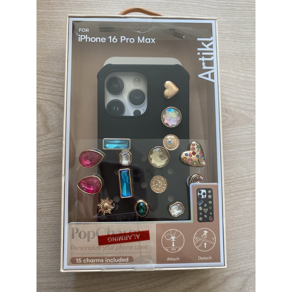 Artikl iPhone 16 Pro Max Phone Case Black 15 Pop Charms Jewel Rhinestone NIB